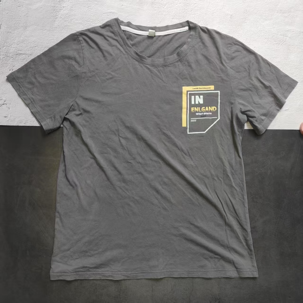 Gray and Yellow Short Sleeve Tees Casual Crew Neck
